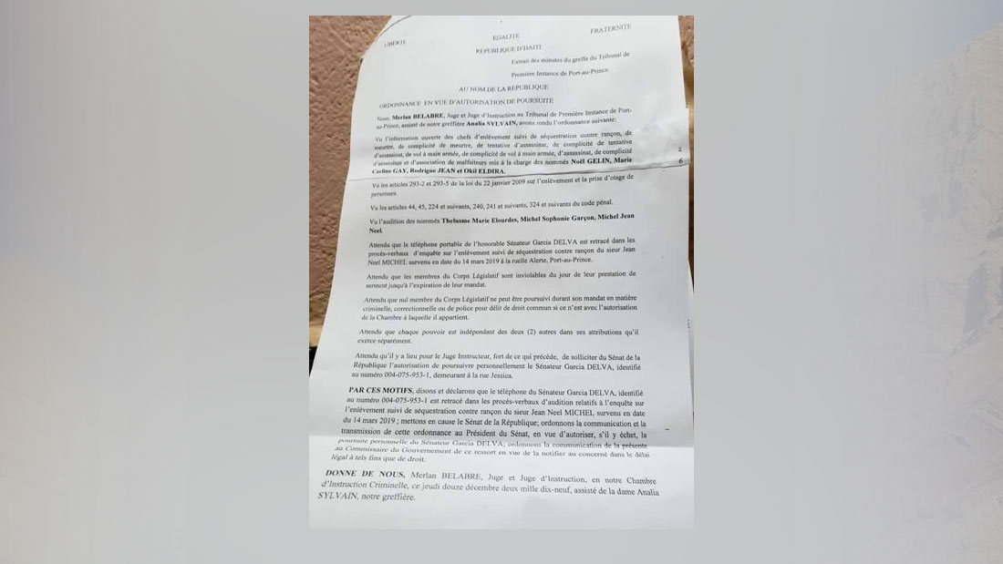 Urgent: Le Juge Merlan Belabre ordonne la levée de l'immunité du Sénateur Garcia Delva