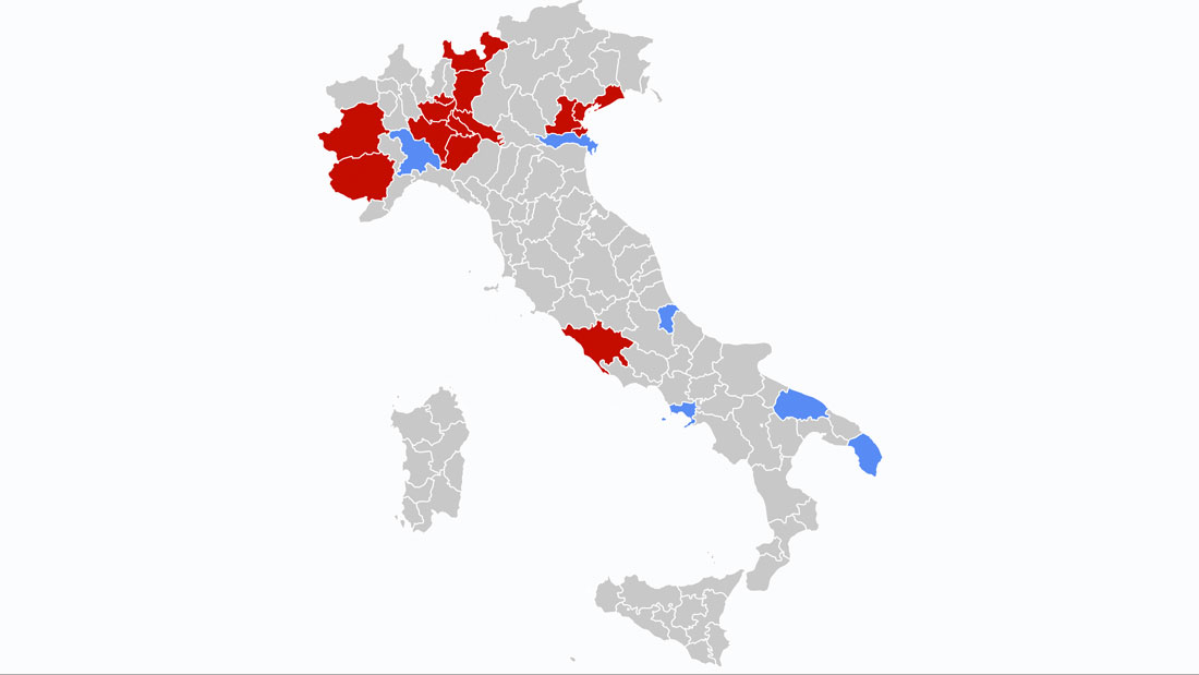 Triste record en Italie, 250 décès du Coronavirus en 24 heures et 2000 nouveaux cas récensés