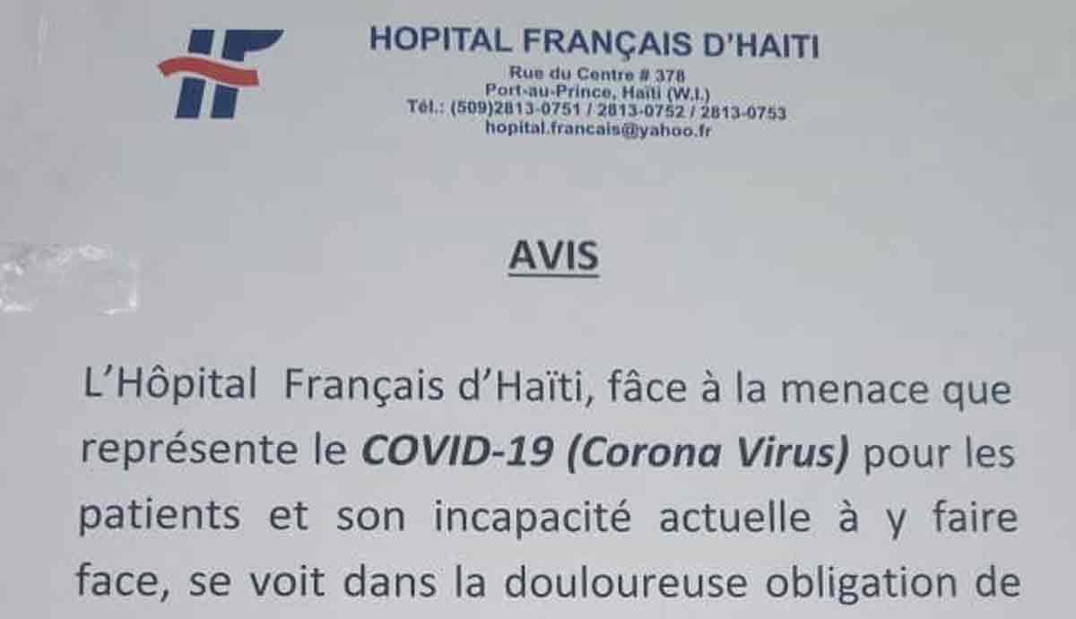 L’hôpital français d’Haïti arrête provisoirement ses services d’urgences