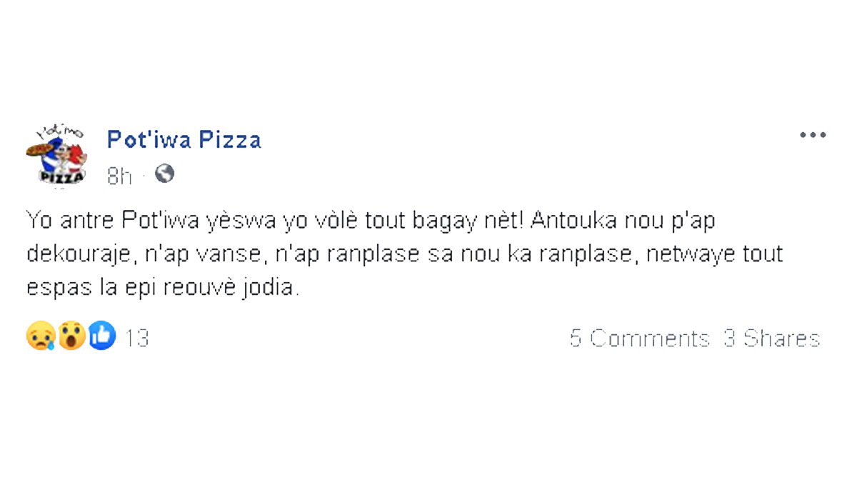 Pot'Iwa Pizza, cambriolé dans la matinée du samedi 1er août 2020