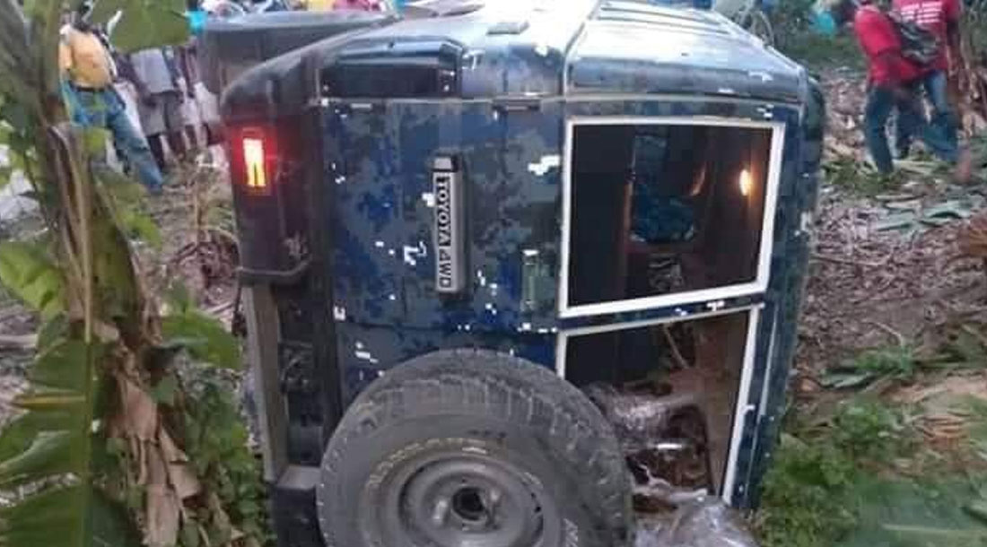 L'une des voitures du cortège de Martine Moïse victime d'un accident de la route, plusieurs policiers blessés