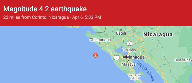 Nicaragua : Un séisme de magnitude 5.1 enregistré dans la mer des Caraïbes