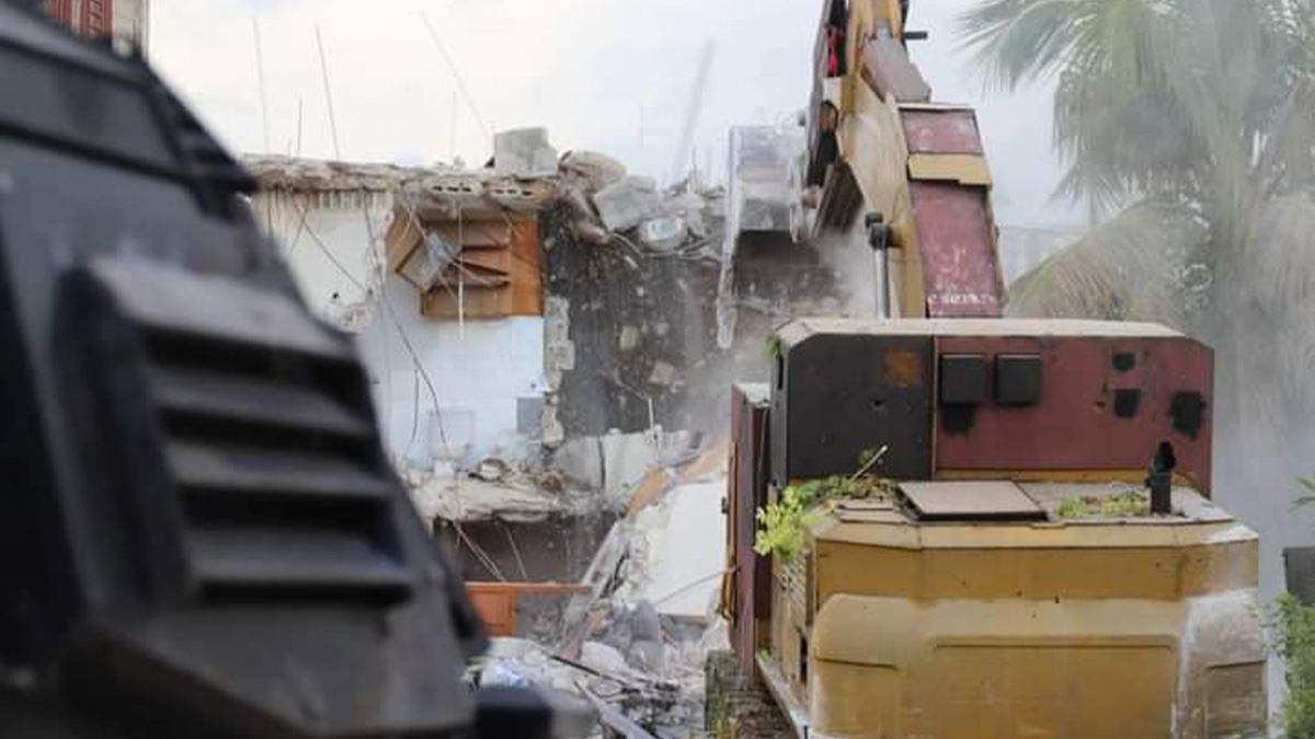 Une maison, située à Tabarre, propriété du chef de gang "Tizo", détruite par la PNH