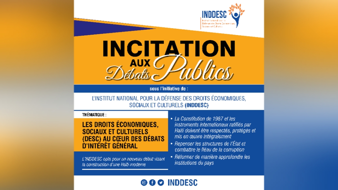 L'INDDESC lance le débat pour une Haïti moderne axée sur les droits économiques, sociaux et culturels