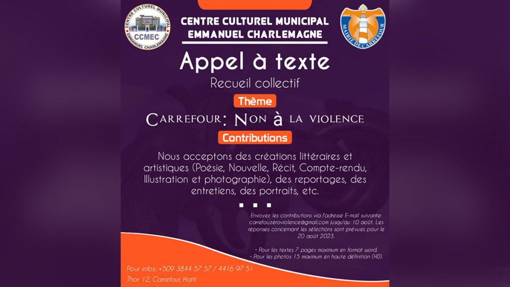 Carrefour non à la violence : un appel à textes du Centre Culturel Municipal Emmanuel Charlemagne