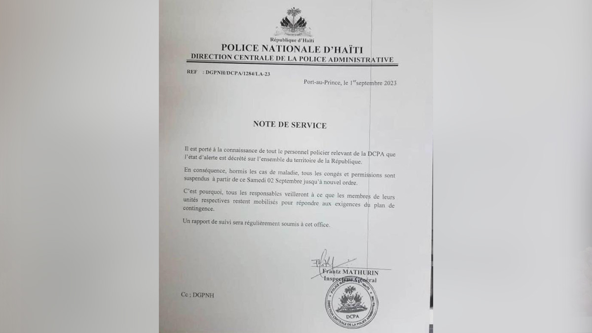 La PNH en état d'alerte : congés et permissions suspendus
