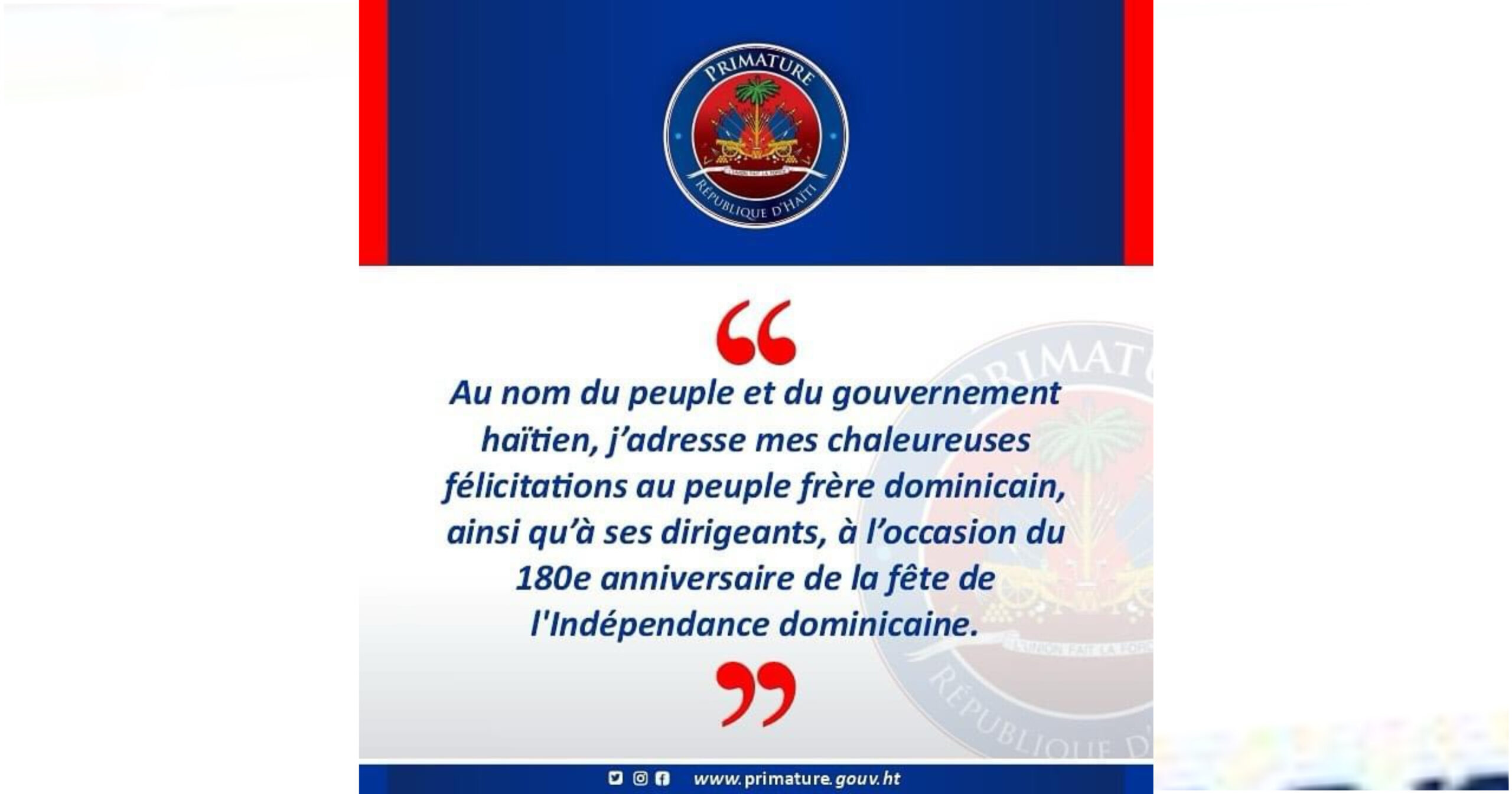 Ariel Henry célèbre le 180e anniversaire de l'indépendance de la République Dominicaine
