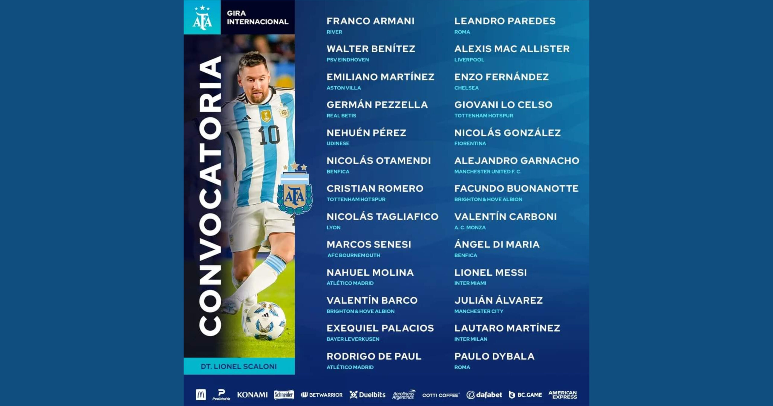 Avec toujours Messi en tête, l'Argentine dévoile sa liste pour la trêve FIFA de mars