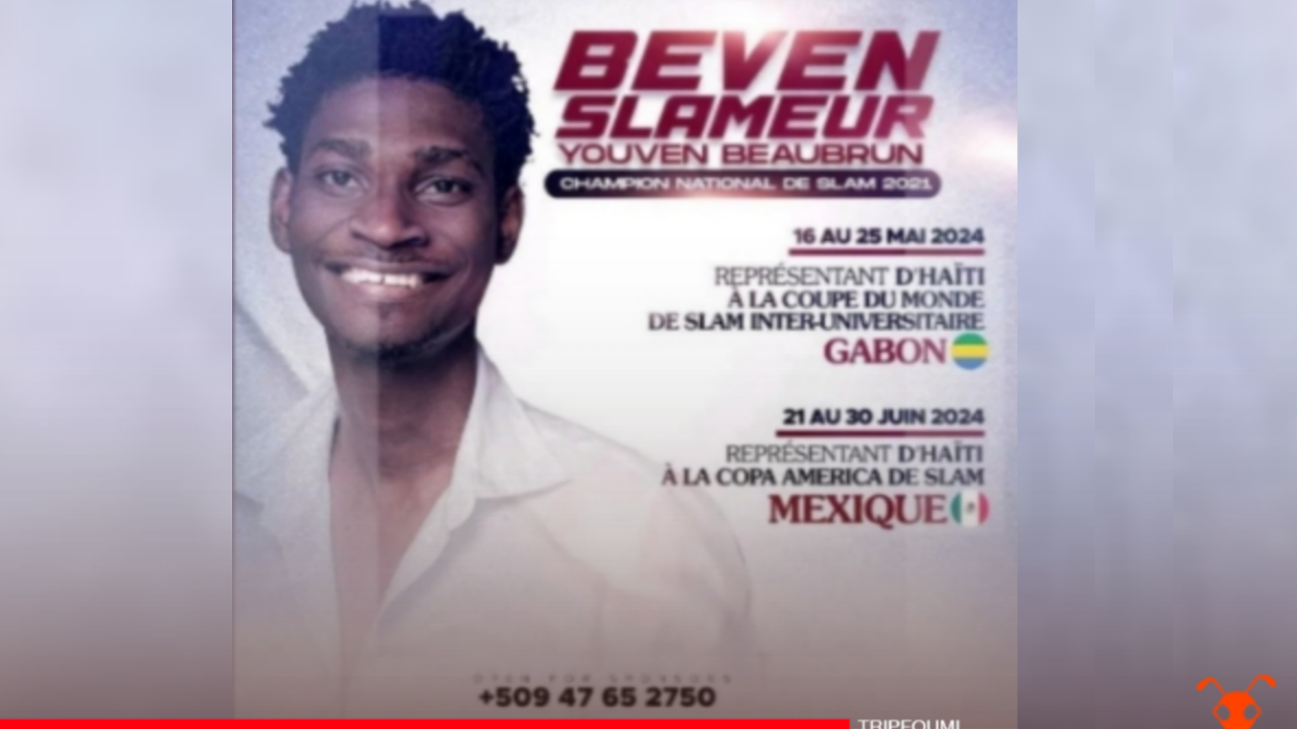 La date de la 11e édition de la Coupe du monde de slam connue, Beven Slameur pour représenter Haïti