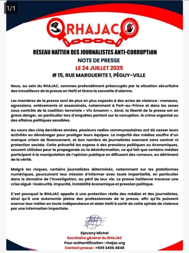 La presse haïtienne au bord du précipice : le RHAJAC tire la sonnette d’alarme